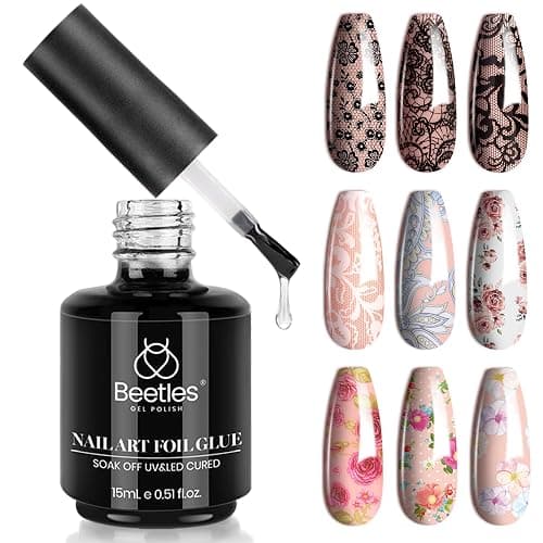 Beetles 15ml Nail Foil Glue, Foil Transfer Gel for Nails Stickers Transfer Nail Art Gel Nail Polish Soak Off LED Lamp Required Manicure DIY at Home Nail Gifts for Women - Image 1