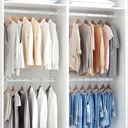 STORAGE MANIAC Hanging Closet Rod, Adjustable Width and Height Closet Hanging Organizer, Space-Saving Clothes Hanging Bar, Closet Extender Hanging Rod Double Closet Hanging Rod, 2 Pack Chrome thumbnail 8