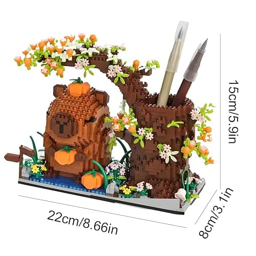 Capybara Building Blocks Set -1880PCS Cute Animals & Flowers Building Bricks Kit Kawaii Capybara Gifts Toy for Kids Age 8+, Capybara Stuff Pen Holder&Desk Organizer, Arts &Crafts for Boys Girls Adult thumbnail 2