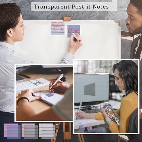 YOUDEFUL 800Pcs Transparent Sticky Notes, 3"x3" Clear Sticky Notes with Lined, Waterproof Translucent Sticky Note Pads for Books Annotation, Clear Post it Notes for Bible Study, School, Office thumbnail 6