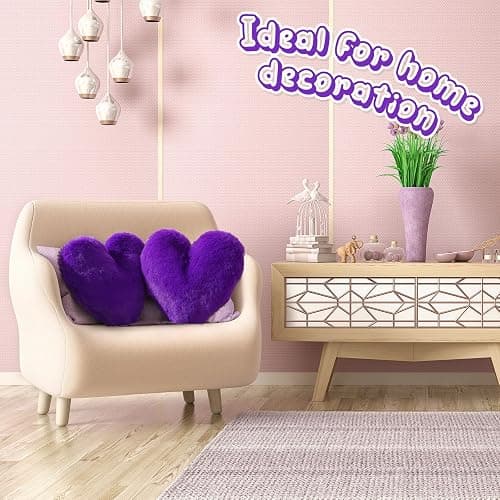 Marsui 2 Pcs Heart Pillows, Royal Purple, 11.81 x 11.02 Inch thumbnail 3