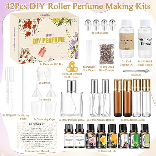 JUYRLE Perfume Making Kit- DIY Roller Perfume Making Kits for Women, Make Your Own Scent with Essential Oil, Bottle, Roller Fragrance Set, Fragrance Gifts for Women Girls thumbnail 2
