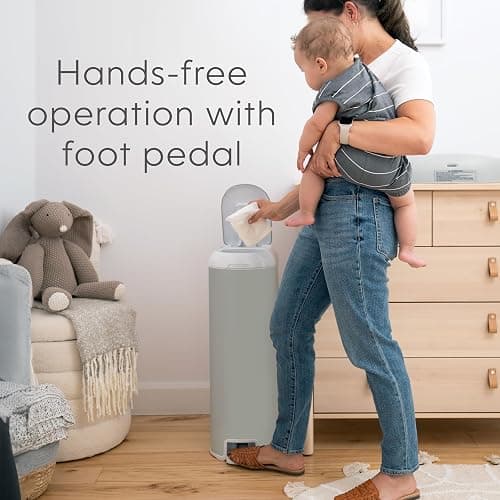 Diaper Genie Platinum Pail (Sage Green) is Made in Durable Stainless Steel and Includes 1 Easy Roll Refill with 18 Bags That can Last up to 5 Months. thumbnail 9