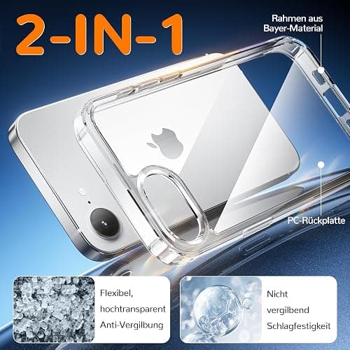 Voyahülle Clear Case for iPhone 16E, Ultra Thin, Shockproof TPU Cover, Anti-Yellowing, Crystal Clear, Phone Case for Apple iPhone 16E - Clear thumbnail 4
