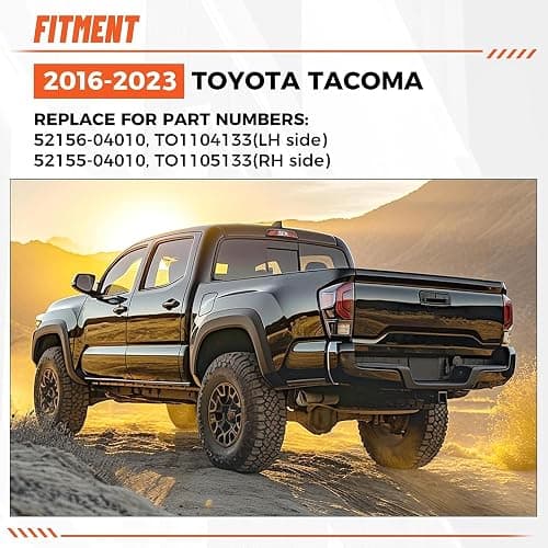 ECOTRIC Rear Bumper End Cap Compatible With 2016-2023 Toyota Tacoma W/O Sensor Hole Replace for TO1105133, TO1104133; 52156-04010, 52155-04010 Corner Cover Driver and Passenger Side Black thumbnail 3