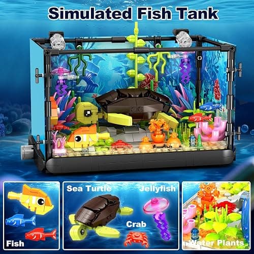 Maxiryx Fish Tank Building Set, Turtle Aquarium Model with Corals and Water Plants, Educational Toys for Boys Girls Aged 8+, 742pcs thumbnail 5
