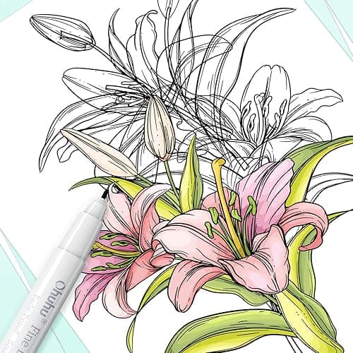 Ohuhu Fineliner Pens Micro Drawing Pens: 8-size Tips (Ultra-fine, Fine & Brush) Waterproof Pigment Black Ink for Illustration Drawing Journaling Sketching for Artist Beginners thumbnail 7