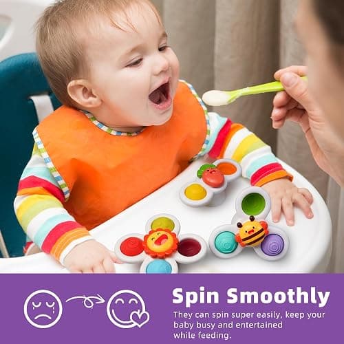 LiKee Strong Suction Cup Fidget Rotating Sensory Bath Toys for Baby, Airplane Car Travel Table & Window Toys for Toddler Boys and Girls, 10+ Months thumbnail 6