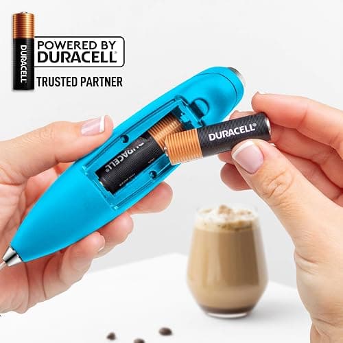 Zulay Kitchen Powerful Milk Frother Wand With Duracell Batteries - Ultra Fast Handheld Drink Mixer - Electric Whisk Foam Maker for Coffee, Lattes, Cappuccino & Matcha - Double Whisk - Teal thumbnail 2