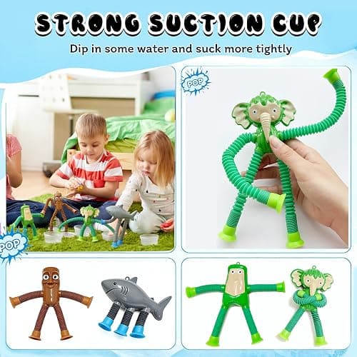 Fidget Toys for Kids Kindergarten Graduation Gifts - 4Pcs Pop Tubes Italian Brainrot Sensory Toys with Suction Cups for Travel, Airplane, Autism & Easter Basket | Stress Relief Gifts for Boys Girls thumbnail 4