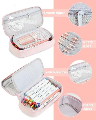 YOKUMA Pencil Case,Large Capacity Pencil Pouch,Aesthetic Zipper Pencil Box, Back to School Supplies for College Student Teen Adults,Travel Essentials,Electronic Cable Organize thumbnail 6