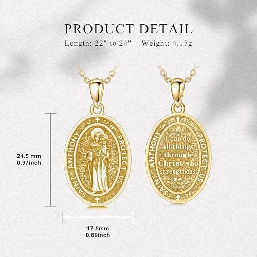 PELOVNY Protection Necklace 925 Sterling Silver St Anthony Francis Joseph Peregrine Raphael Sebastian Medal I Can Do All Things Through Christ Patron Saint Jewelry Christian Gifts for Men Women thumbnail 6