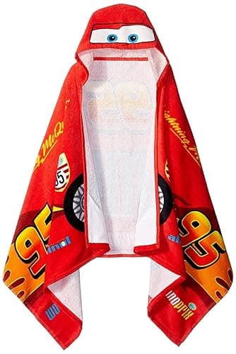 Jay Franco Kids Hooded Towel – 22" x 51" Super Soft Bath Wrap with 3D Hood, Beach, Pool & Travel, Official Licensed Product, Red - Cars - Image 1