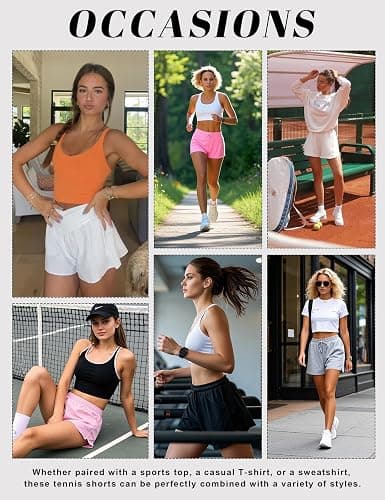 tanzdunsje Laufshorts Damen kurz Sportshorts 2 in 1,Tennis Gym Fitness RunningShorts mit 2 Taschen, Damen Schwarze Shorts Workout Sportrock Elastischer Bund, mit Innenfutter - XL - Schwarz thumbnail 6