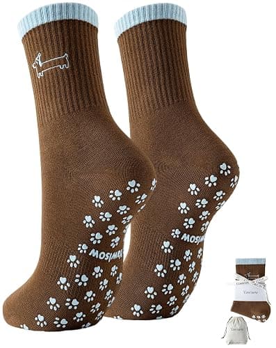 Yawlsow Cute Pilates Socks with Grips Yoga Grippy Socks Non-Slip Crew Embroidery Ruffle socks Barre Fitness Workout - Image 1