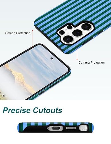 Aitipy Magnetic Striped Phone Case for Samsung Galaxy A16 5G, Blue Green | Compatible with MagSafe, Cute Stripes Aesthetic Design, TPU and PC Protective Phone Cover for Women Men Girls Boys thumbnail 6