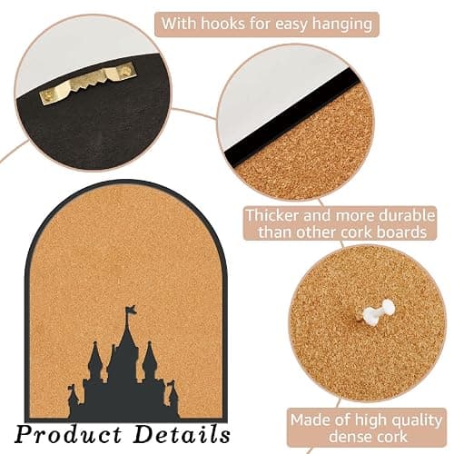 CRASPIRE Castle Pin Cork Board 11.8x9.8In Wall Mounted Framed Bulletin Display Badge Wooden Saddle Brown Memory Memo Brooch Lapel Pin Holder Storage for Home Office School Classroom Wedding Decoration thumbnail 4