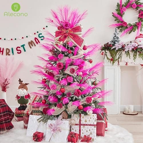 Alecono Hot Pink Pampas Grass 17in 𝟯𝟬𝙋𝙘𝙨, Artificial Faux Fluffy Pampas Grass Decor for Home Wedding Centerpieces Party thumbnail 9