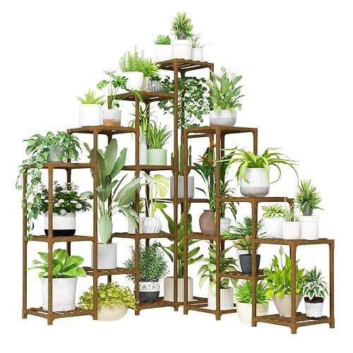 BamWorld Tall Plant Shelf Stand for Large Plants; Indoor/Outdoor Use. Perfect for Living Room, Garden, Balcony - Image 1