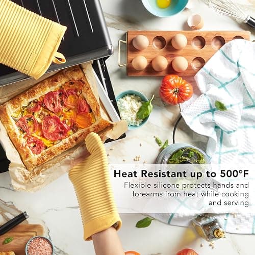 KITCHENAID Ribbed Soft Silicone Oven Mitt 2-Pack Set, 7.5"x13", Butter Yellow thumbnail 4