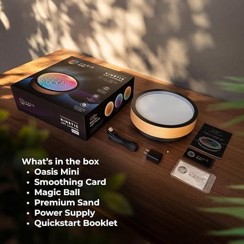 Oasis Mini Kinetic Sand Art, Real Bamboo, Zen Stress Relief, iOS and Android Compatible, with Smart LED Lighting thumbnail 5