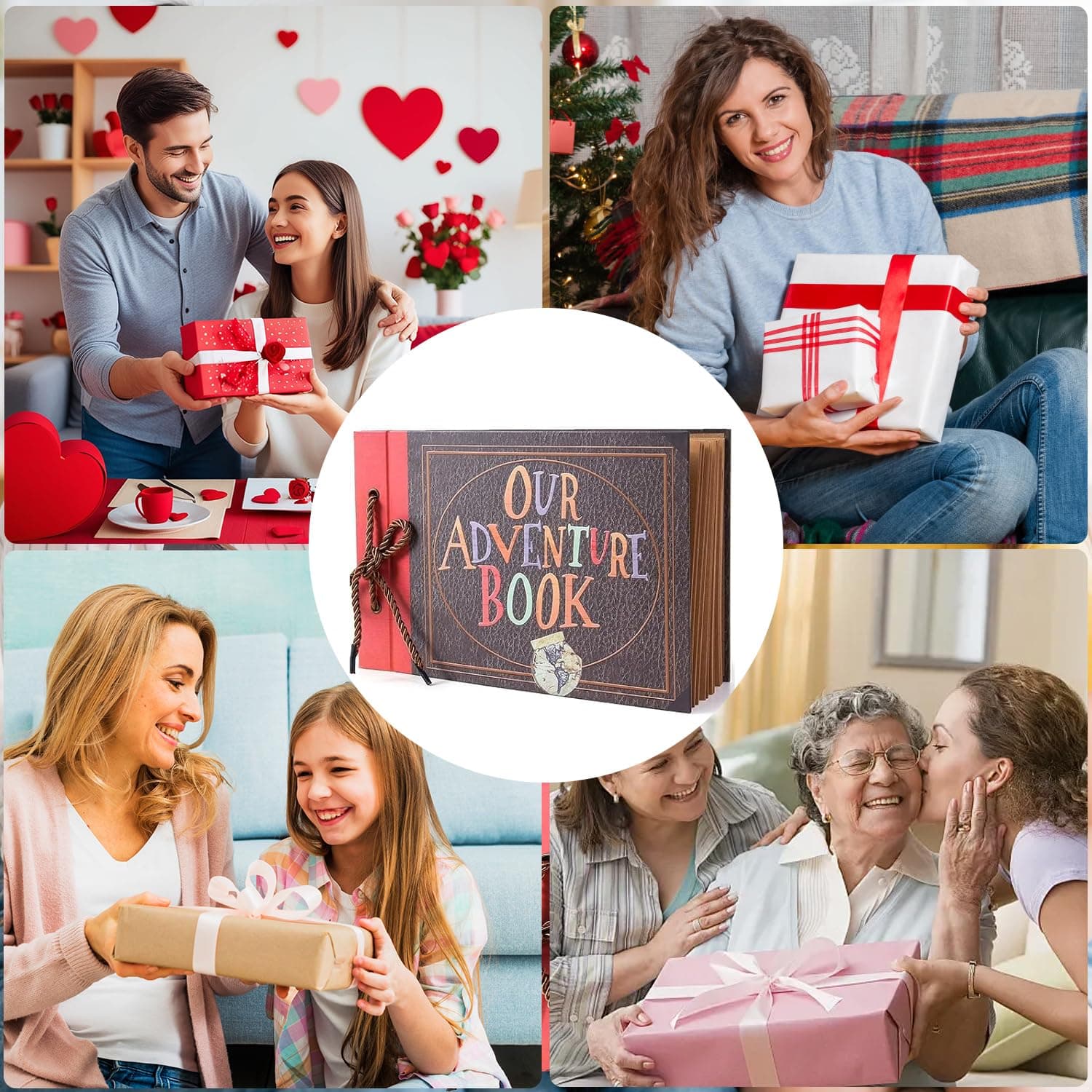 Album de Fotos Nuestro Libro de Aventuras–DIY Scrapbook Kit Hecho a Mano,80 Páginas Expandible para Parejas,Regalo de Aniversario,Novios,Bodas o Familias (Incluye Adhesivos y Decoraciones) (Estilo Ⅰ) thumbnail 9
