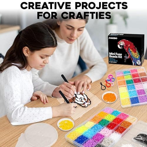 FUNZBO 28000 2.6mm Mini Size Fuse Beads Set - 48 Colors, Toys and Crafts, Arts and Crafts, Kids Room Decorations, Gifts for Girls, Boys, Kids and Teens (Non Standard Size) thumbnail 7
