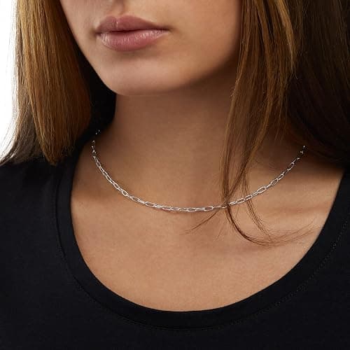 Amazon Essentials 14K Gold Plated Paperclip Chain Necklace - Silver - 16" thumbnail 2