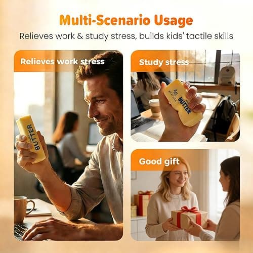 Butter Squishy, 2026 New 5.51x1.57inch Slow Rising Sensory Relaxation Tool, Premium Stress Relief Ball for Anxiety Relief, Party Favors & Office Daily Use (2 Pack) thumbnail 5