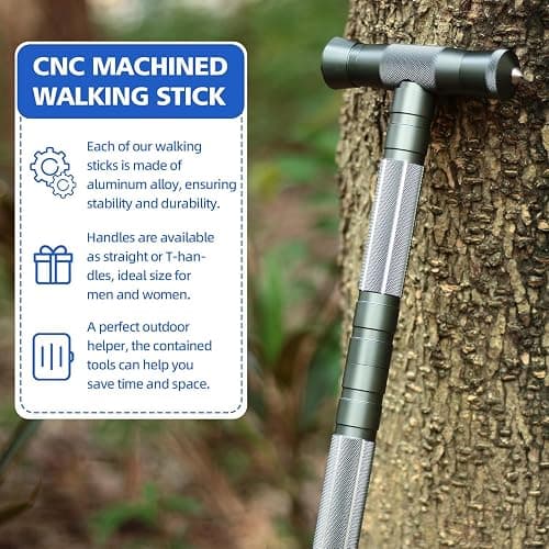 aiGear Tactical Stick Hiking Walking Staff - Trekking Poles Tactical Staff Adjustable Hiking Stick Gear for Outdoor Survival Camping Hiking thumbnail 2