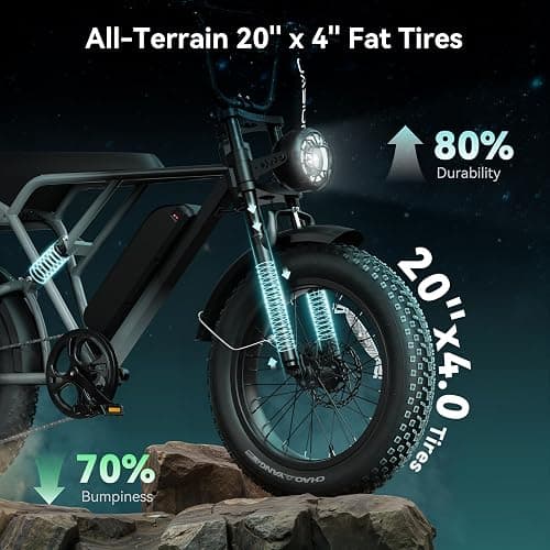 Jasion RetroVolt&Pro Electric Bike for Adults, 2000W/3000W Peak - 30/38MPH Electric Dirt Bike, 48V-52V, 13AH/20AH Battery, 70/90Miles Max Range Electric Motorcycle, 20'' X 4'' Fat Tire All-Terrain thumbnail 6