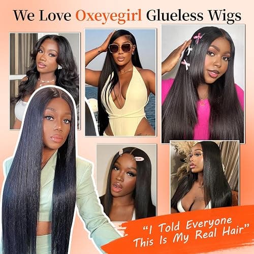 Oxeyegirl 20 Zoll 9 x 6 Straight 200% Density Wear and Go Glueless Wig Echthaar Perücke HD Lace Front Wig Human Hair Wigs For Black Women Perücken Echthaar Damen No Glue Pre Plucked Pre Cut(51cm) thumbnail 6