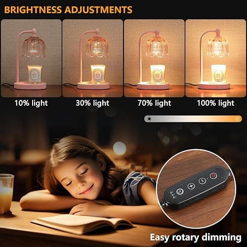 MEIXISUE Pink Candle Warmer Lamp with Timer and Dimmer,Mother's Day Gifts for Mom/Wife, Melt Wax Warmer Lamp with 2 Bulbs for Candle Jars House Warming New Home Decor thumbnail 4