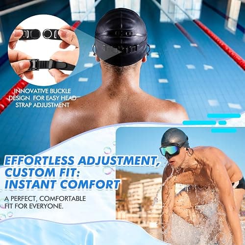 Kanayu Swim Goggles with Nose Cover Earplug for Adult Wide View Anti Fog UV Swim Goggles No Leaking Diving Mask for Men Women thumbnail 4