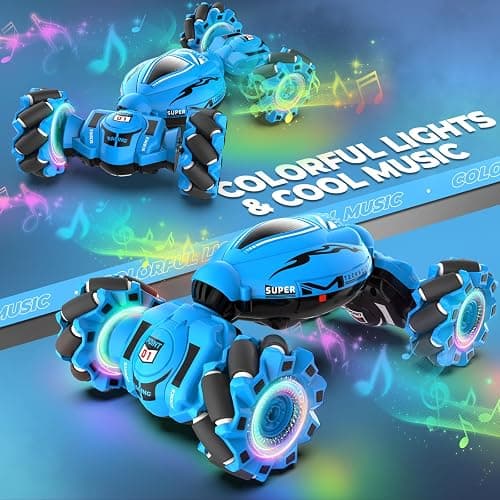 Dysaim Gesture RC Car, Gesture Sensing RC Stunt Car Toys for Kids 6-12 yr, 2.4GHz 4WD Hand Remote Control with Lights Music, Off-Road 360° Rotation Drift for Birthday Toy Gifts thumbnail 3