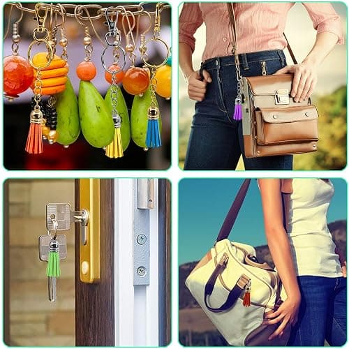 Duufin 240 Pieces Keychain Tassels Bulk Leather Tassel Pendants Colorful Tassel for Keychain, Craft and DIY Projects, 60 Colors (Gold and Silver Cap) thumbnail 6