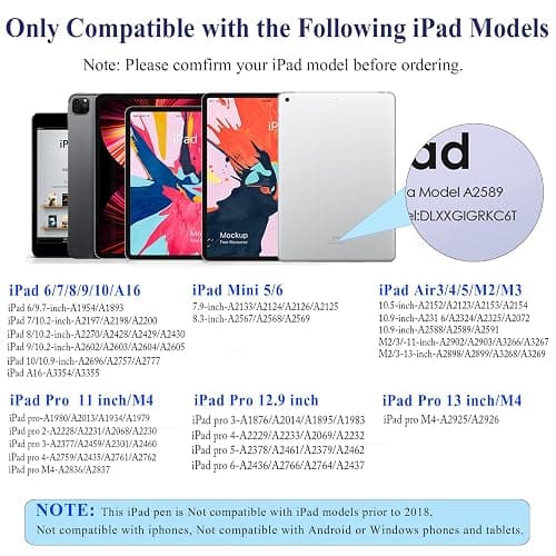 Stylus Pen for iPad 9&10th Generation 2018-2025 with Palm Rejection, Tilt Sensitivity, Tablet Digital Pencil Suit with Apple iPad 6/7/8/9/10th, Pro 11"/12.9"/M4, Air 3/4/5th/M2/M3, Mini 5/6th - Pink thumbnail 2