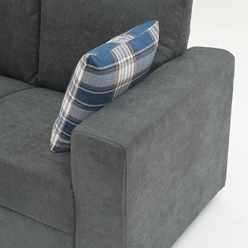 Panana Modern Linen Fabric Corner Settee - 2 Seater or 3 Seater, Compact Living Room Sofa with 2 Free Back Cushions (Grey) thumbnail 7