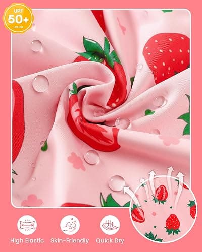 Mioglrie Toddler Girls Swimsuit Little Girls Long Sleeve Two Piece Ruffle Rash Guard Bathing Suit Kid Swimwear 2-6 Years thumbnail 5
