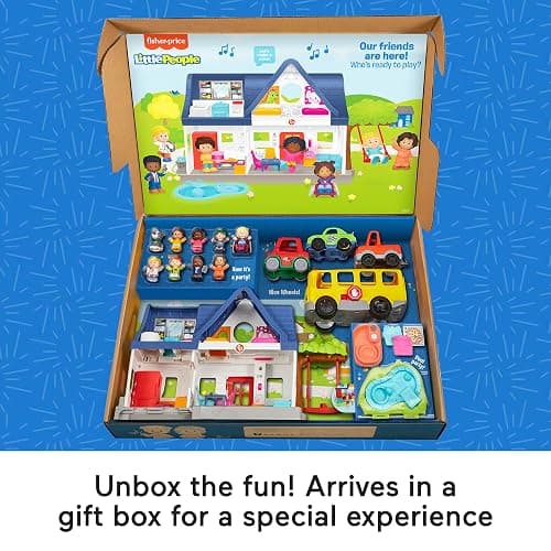Fisher-Price Little People Toddler Gift Set, Ready for Summer, Interactive Play House with Musical School Bus thumbnail 6