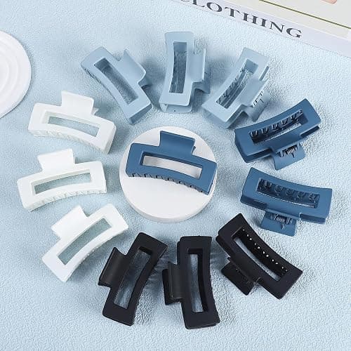 Sisiaipu 12 Pcs Medium Hair Clips, 3.5 Inch Square Claw Clips for Thick and Thin Hair - Blue thumbnail 4