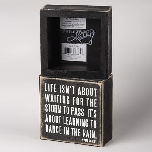 Primitives by Kathy 16336 Classic Box Sign, 4 x 4-Inches, Dance In The Rain thumbnail 3