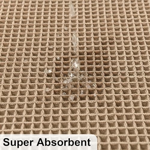 JIUZHEN Set of 2 Waffle Bath Mats Boho Non Slip Bath Rugs Washable Bathroom Rugs Super Absorbent Waffle Mats Ultra Soft Fast Drying Mat for Bathroom Floor, Tub, 16" x 24" +20" x 32", Brown thumbnail 3