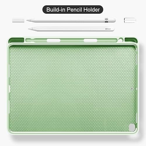 aoub Case for iPad 9th/8th/7th Generation 10.2 inch, Stand Folio Detachable Wireless Bluetooth Keyboard Cover Soft TPU Back Case with Pencil Holder for iPad 10.2 2021/2020/2019, Light Green thumbnail 9