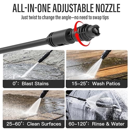 MZK 2026 New Lightweight Pressure Washer, Portable One-Button Start with 4 Adjustable Nozzle & Foam Cannon, Powerful Cleaning Machine for Cars, Patios, Fences & Driveways(Red) thumbnail 3