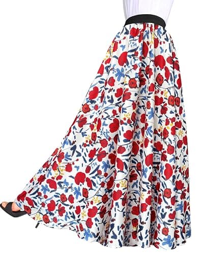 Afibi Women African Skirt Printed Ankara Maxi Skirt Dashiki Long Skirts with Pockets thumbnail 2