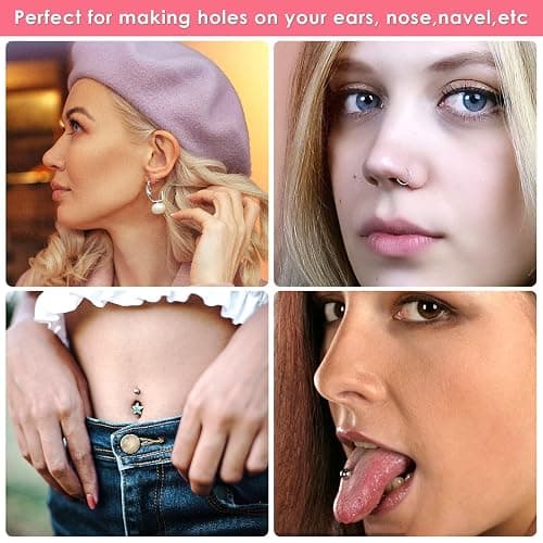 Professional Ear Piercing Gun Kit, Reusable Piercing Gun with Stainless Steel Piercing Earrings Studs, Crystal Earrings for At Home Salon Earlobe Cartilage Helix Tragus Piercing Tool Kit thumbnail 7