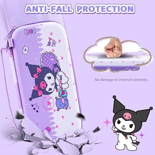 HYPERCASE Cute Switch Lite Carrying Case of Purple Bunny, with Soft Switch Lite Protective Cover, Screen Protector, Shoulder Strap & 2 Thumb Grips thumbnail 3