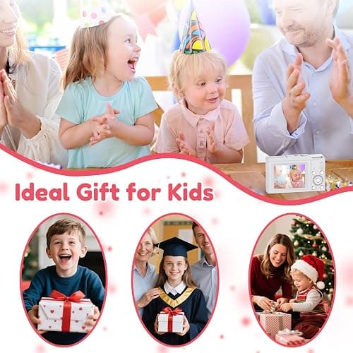 Digital Camera, FHD 4K Digital Point and Shoot Camera with 16X Zoom Anti Shake, 48MP Compact Small Camera with 32GB Card for Boys Girls Kids Rose Pink thumbnail 6