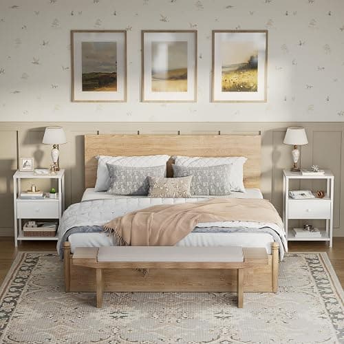 BOLUO White Nightstand with Charging Station, LED Night Stand with Fabric Drawers and Shelf, Bedside Table with USB Ports and Outlets, Bedroom Nightstand Modern thumbnail 7